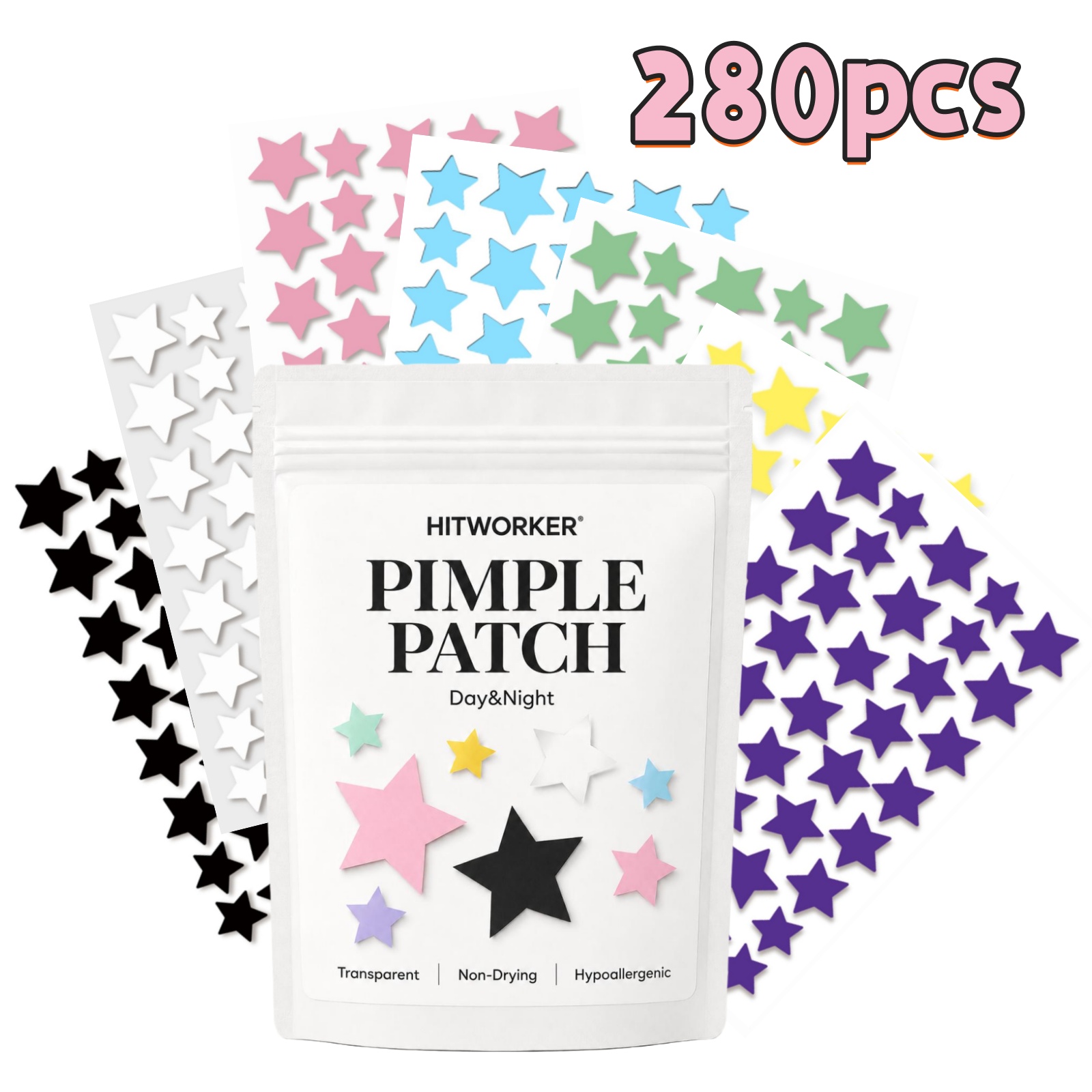 Face Oil - 280 Adesivos Coloridos de Estrela para